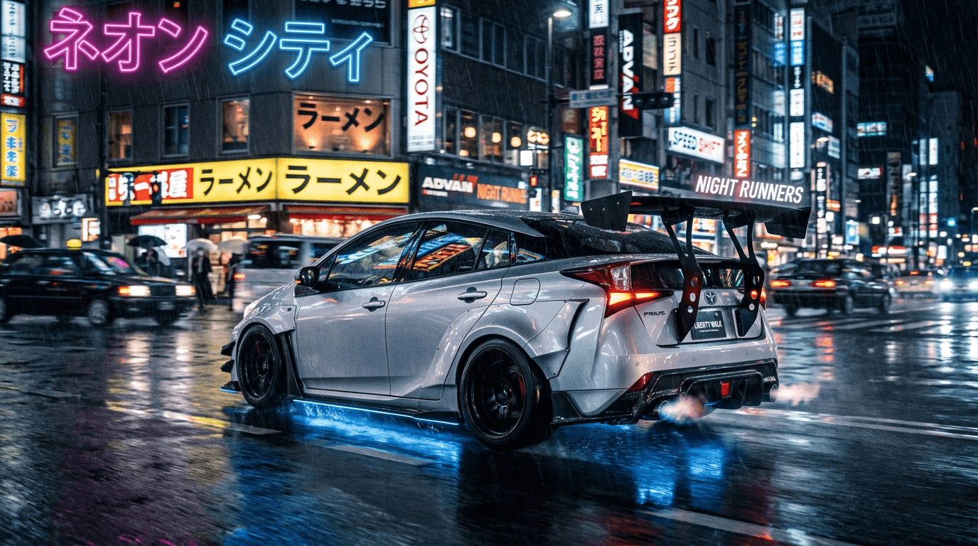 Toyota Prius tuned by Crystal Eye: aggressive JDM anime-style body kit